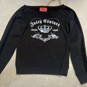 New without tag black juicy couture cotton/ velvet mix, off shoulder top.